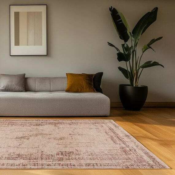 Tapis vintage multicolore avec franges rayé Kais